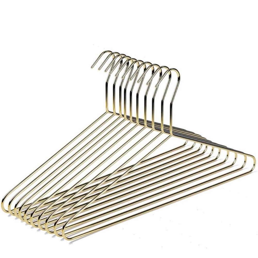 Beautiful Quality New Gold Modern Ultra Thin, Extra Strong Metal Hangers - 10 Pk